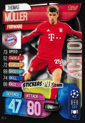 Sticker Thomas Müller - UEFA Champions League 2019-2020. Match Attax Extra. UK Edition n. AC9 - Topps