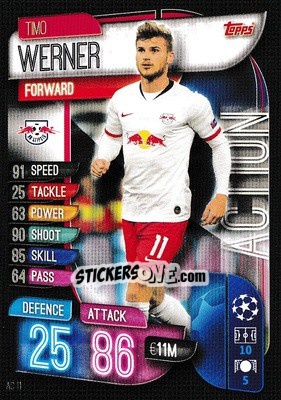 Sticker Timo Werner - UEFA Champions League 2019-2020. Match Attax Extra. UK Edition n. AC11 - Topps