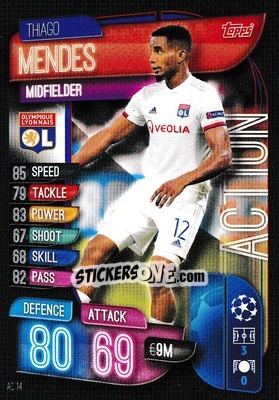 Figurina Thiago Mendes - UEFA Champions League 2019-2020. Match Attax Extra. UK Edition - Topps