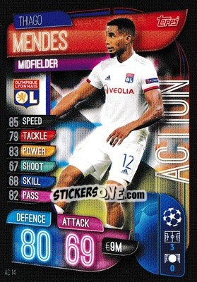 Sticker Thiago Mendes - UEFA Champions League 2019-2020. Match Attax Extra. UK Edition n. AC14 - Topps