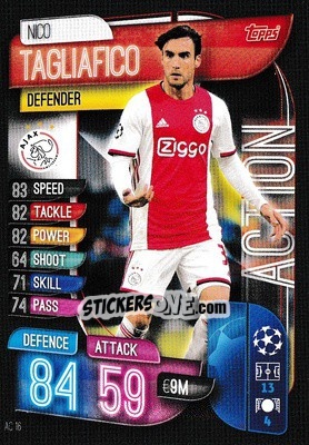 Sticker Nicolás Tagliafico - UEFA Champions League 2019-2020. Match Attax Extra. UK Edition n. AC16 - Topps