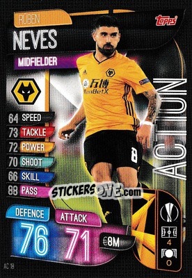 Sticker Rúben Neves - UEFA Champions League 2019-2020. Match Attax Extra. UK Edition n. AC18 - Topps