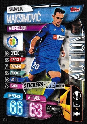 Sticker Nemanja Maksimovic - UEFA Champions League 2019-2020. Match Attax Extra. UK Edition n. AC19 - Topps