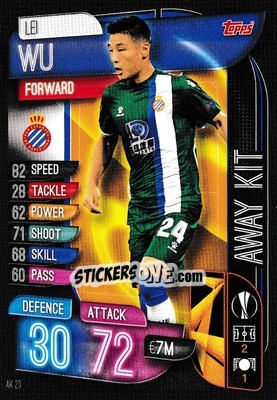 Sticker Lei Wu - UEFA Champions League 2019-2020. Match Attax Extra. UK Edition n. AK20 - Topps