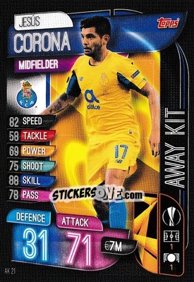 Sticker Jesús Corona - UEFA Champions League 2019-2020. Match Attax Extra. UK Edition n. AK21 - Topps
