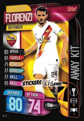 Sticker Alessandro Florenzi - UEFA Champions League 2019-2020. Match Attax Extra. UK Edition n. AK22 - Topps