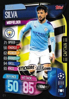 Sticker David Silva - UEFA Champions League 2019-2020. Match Attax Extra. UK Edition n. C1 - Topps