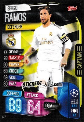 Sticker Sergio Ramos - UEFA Champions League 2019-2020. Match Attax Extra. UK Edition n. C7 - Topps