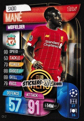 Sticker Sadio Mané - UEFA Champions League 2019-2020. Match Attax Extra. UK Edition n. CH2 - Topps