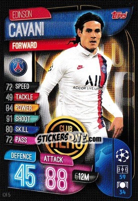 Sticker Edinson Cavani - UEFA Champions League 2019-2020. Match Attax Extra. UK Edition n. CH5 - Topps