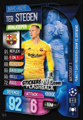 Cromo Marc-André ter Stegen - UEFA Champions League 2019-2020. Match Attax Extra. UK Edition n. FB5 - Topps