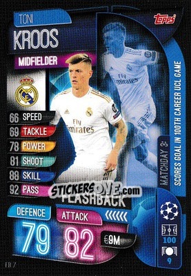 Sticker Toni Kroos - UEFA Champions League 2019-2020. Match Attax Extra. UK Edition n. FB7 - Topps