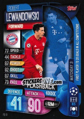 Sticker Robert Lewandowski - UEFA Champions League 2019-2020. Match Attax Extra. UK Edition n. FB9 - Topps