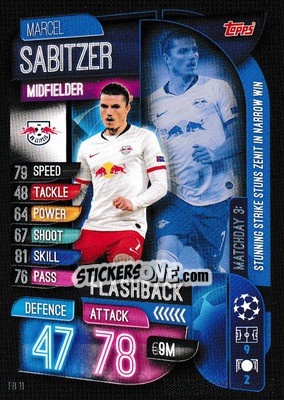 Sticker Marcel Sabitzer - UEFA Champions League 2019-2020. Match Attax Extra. UK Edition n. FB11 - Topps