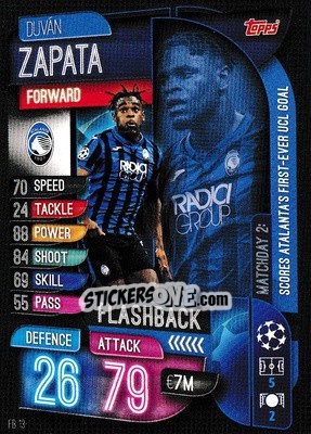 Sticker Duván Zapata - UEFA Champions League 2019-2020. Match Attax Extra. UK Edition n. FB13 - Topps