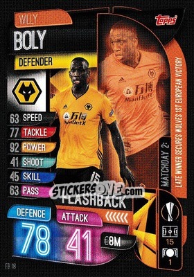 Sticker Willy Boly - UEFA Champions League 2019-2020. Match Attax Extra. UK Edition n. FB18 - Topps