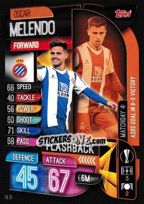 Sticker Oscar Melendo - UEFA Champions League 2019-2020. Match Attax Extra. UK Edition n. FB20 - Topps