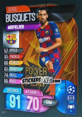 Sticker Sergio Busquets - UEFA Champions League 2019-2020. Match Attax Extra. UK Edition n. PP7 - Topps