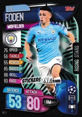 Sticker Phil Foden - UEFA Champions League 2019-2020. Match Attax Extra. UK Edition - Topps