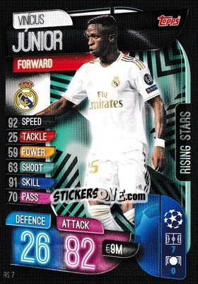 Sticker Vinícius Júnior - UEFA Champions League 2019-2020. Match Attax Extra. UK Edition n. RS7 - Topps