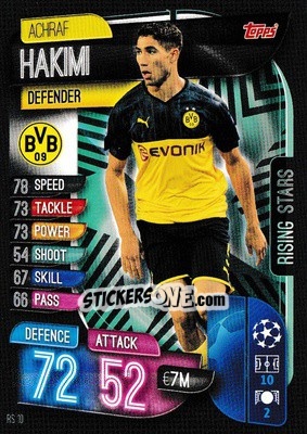 Sticker Achraf Hakimi - UEFA Champions League 2019-2020. Match Attax Extra. UK Edition n. RS10 - Topps