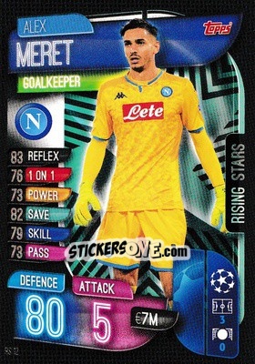 Sticker Alex Meret - UEFA Champions League 2019-2020. Match Attax Extra. UK Edition n. RS12 - Topps