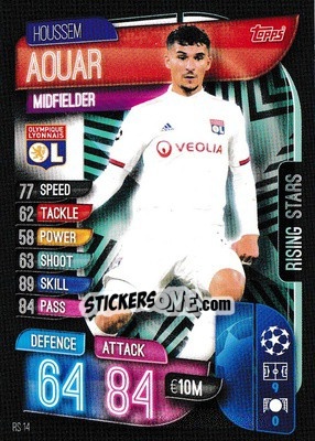 Sticker Houssem Aouar - UEFA Champions League 2019-2020. Match Attax Extra. UK Edition n. RS14 - Topps
