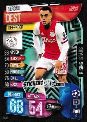 Sticker Sergiño Dest - UEFA Champions League 2019-2020. Match Attax Extra. UK Edition n. RS16 - Topps