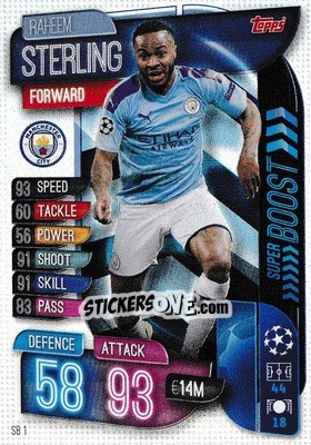 Sticker Raheem Sterling - UEFA Champions League 2019-2020. Match Attax Extra. UK Edition - Topps