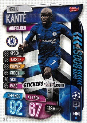 Figurina N'Golo Kanté - UEFA Champions League 2019-2020. Match Attax Extra. UK Edition - Topps