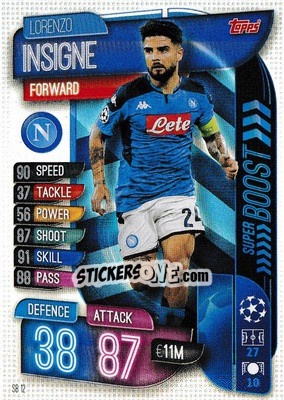 Sticker Lorenzo Insigne - UEFA Champions League 2019-2020. Match Attax Extra. UK Edition n. SB12 - Topps