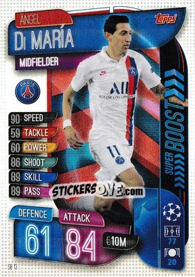 Sticker Ángel Di María - UEFA Champions League 2019-2020. Match Attax Extra. UK Edition n. SB13 - Topps