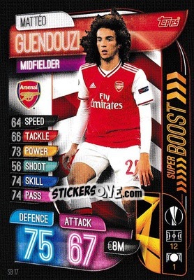 Sticker Mattéo Guendouzi - UEFA Champions League 2019-2020. Match Attax Extra. UK Edition n. SB17 - Topps