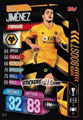Sticker Raúl Jiménez - UEFA Champions League 2019-2020. Match Attax Extra. UK Edition n. SB18 - Topps