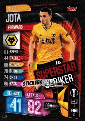Sticker Diogo Jota - UEFA Champions League 2019-2020. Match Attax Extra. UK Edition n. SS18 - Topps