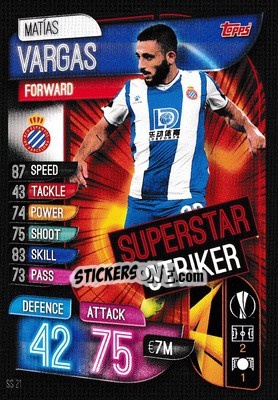 Figurina Matías Vargas - UEFA Champions League 2019-2020. Match Attax Extra. UK Edition - Topps