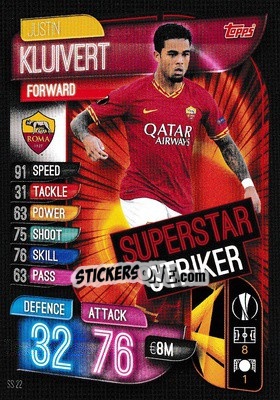 Sticker Justin Kluivert - UEFA Champions League 2019-2020. Match Attax Extra. UK Edition n. SS22 - Topps