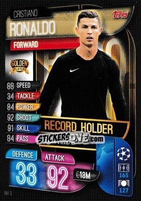 Sticker Cristiano Ronaldo - UEFA Champions League 2019-2020. Match Attax Extra. UK Edition n. RH3 - Topps