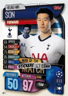 Sticker Heung-Min Son - UEFA Champions League 2019-2020. Match Attax Extra. UK Edition n. MM4 - Topps