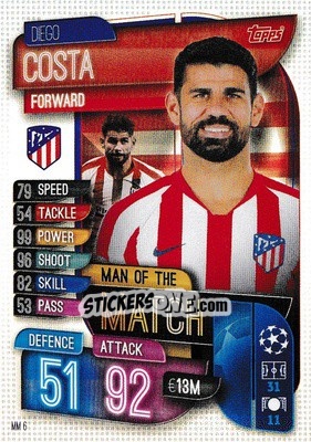 Sticker Diego Costa - UEFA Champions League 2019-2020. Match Attax Extra. UK Edition n. MM6 - Topps