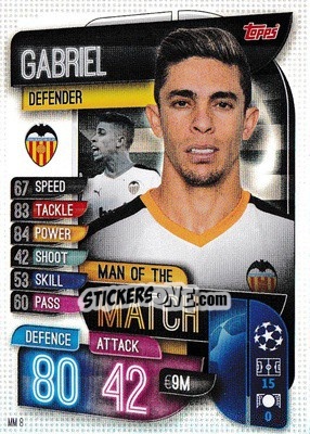 Sticker Gabriel - UEFA Champions League 2019-2020. Match Attax Extra. UK Edition - Topps