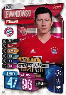 Sticker Robert Lewandowski - UEFA Champions League 2019-2020. Match Attax Extra. UK Edition n. MM9 - Topps