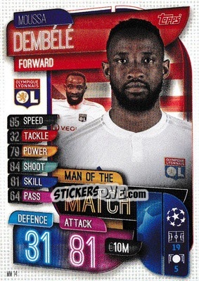 Sticker Moussa Dembélé - UEFA Champions League 2019-2020. Match Attax Extra. UK Edition n. MM14 - Topps