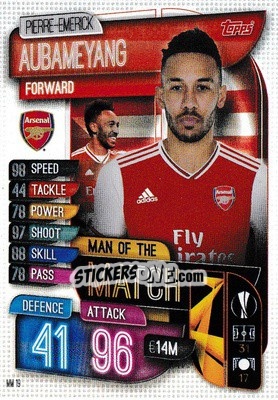 Sticker Pierre-Emerick Aubameyang - UEFA Champions League 2019-2020. Match Attax Extra. UK Edition n. MM19 - Topps