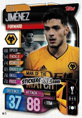 Sticker Raúl Jiménez - UEFA Champions League 2019-2020. Match Attax Extra. UK Edition n. MM20 - Topps