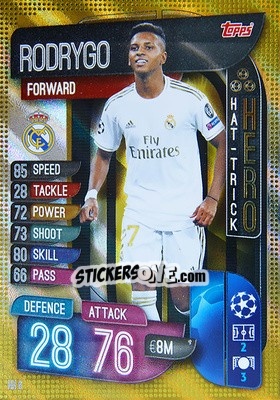 Sticker Rodrygo - UEFA Champions League 2019-2020. Match Attax Extra. UK Edition - Topps