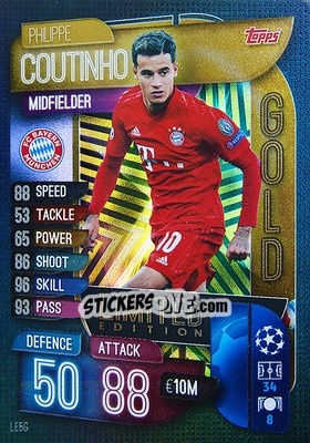 Sticker Philippe Coutinho - UEFA Champions League 2019-2020. Match Attax Extra. UK Edition n. LE5G - Topps