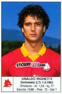 Cromo Ubaldo Righetti - Calciatori 1985-1986 - Edis