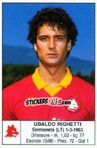 Cromo Ubaldo Righetti - Calciatori 1985-1986 n. 160 - Edis