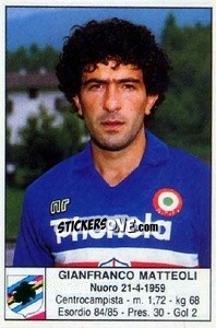 Cromo Gianfranco Matteoli - Calciatori 1985-1986 - Edis